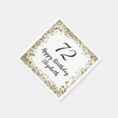 ゴールドスパンコール入り優雅な72歳の誕生日記念ナプキン スタンダードカクテルナプキン (角)