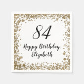 ゴールドスパンコール入り優雅な84歳の誕生日記念ナプキン スタンダードカクテルナプキン (正面)