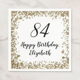 ゴールドスパンコール入り優雅な84歳の誕生日記念ナプキン スタンダードカクテルナプキン