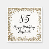 ゴールドスパンコール入り85歳の誕生日記念ナプキン スタンダードカクテルナプキン (正面)
