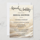 ゴールドスパークリング ブルックとバブル ブライズシャワー 招待状 (正面)