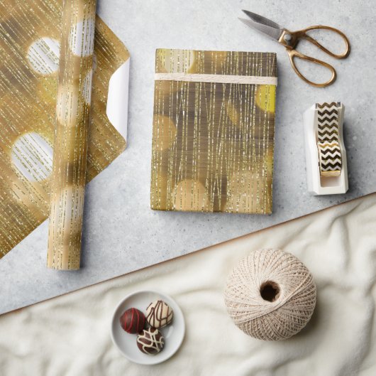 ゴールドスパークルグリッタリー ラッピングペーパー (クラフト)