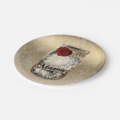 ゴールドスパークルグリッター赤いバラメイソンベアパーティー ペーパープレート (アングル)