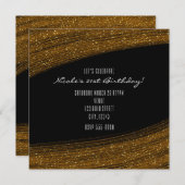 ゴールドスパークルグリッター&ブラックパーティー招待状 招待状 (正面/裏面)