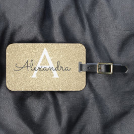 ゴールドスパークルグリッター モノグラム ネーム ラゲッジタグ