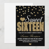 ゴールドスパークルスイート16パーティー招待状 招待状 (正面/裏面)