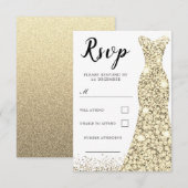 ゴールドスパークルドレス あらゆるシーンに対応する 誕生日 披露宴 出欠カード (正面/裏面)