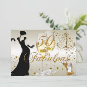 ゴールドスパークル50&ファビュラス誕生日招待状 招待状 (スタンド正面)