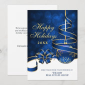 ゴールドスパークル クリスマスボール 法人向けグリーティングカード シーズンカード (正面/裏面)