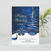 ゴールドスパークル クリスマスボール 法人向けグリーティングカード シーズンカード (スタンド正面)