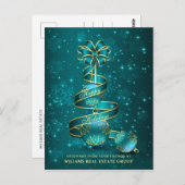 ゴールドスパークル クリスマスボール 法人向けグリーティング ポストカード (正面/裏面)