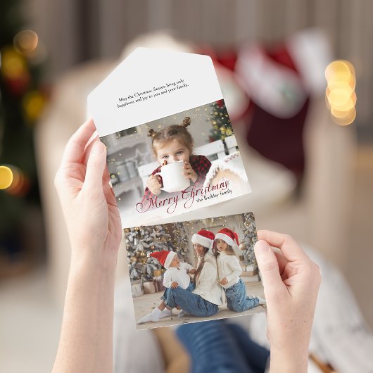 ゴールドスパークル メリークリスマス カリグラフィー フォト オールインワン招待状