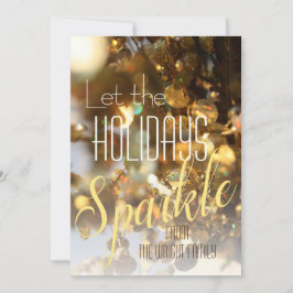 ゴールドスパークル モダン クラシック フォト ホリデー カード