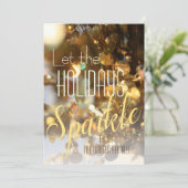 ゴールドスパークル モダン クラシック フォト ホリデー カード (スタンド正面)