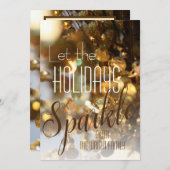 ゴールドスパークル モダン クラシック 写真 ホリデー カード (正面/裏面)