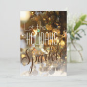 ゴールドスパークル モダン クラシック 写真 ホリデー カード (スタンド正面)