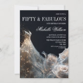 ゴールドスパークル 50歳と素晴らしいドレス 招待状 (正面)