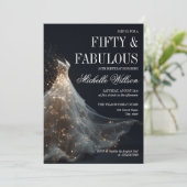 ゴールドスパークル 50歳と素晴らしいドレス 招待状 (スタンド正面)