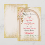 ゴールドスパーク付きボヘミアンフラワー結婚式詳細カード エンクロージャーカード (正面/裏面)