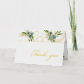 ゴールドスフィアと植物の結婚式サンクスカード 箔シーズンカード (正面)