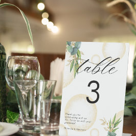 ゴールドスフィアと植物の結婚式テーブルナンバー 台座サイン