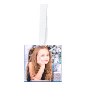 ゴールドスワールオンレッド写真テンプレート キューブオーナメント (正面)