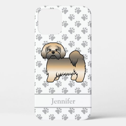 ゴールドセーブル ラサ・アプソのキャラクター犬 + 名前 Case-Mate iPhoneケース (裏面)
