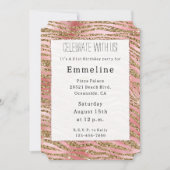 ゴールドゼブラグリッター ピンクファー 招待状 (正面)