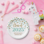 ゴールドターコイズコンフェティ卒業式2025 ペーパープレート (パーティー)