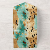 ゴールドターコイズブラックアニマルウェディング オールインワン招待状 (外側)