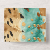 ゴールドターコイズブラックアニマルウェディング オールインワン招待状 (裏面)