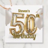 ゴールドダイヤモンド50歳の誕生日白い風船 フェイバータグ (正面)