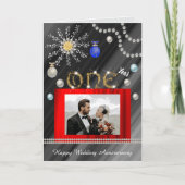 ゴールドダイヤモンド 結婚1周年記念 クリスマス 2枚の写真 カード (正面)