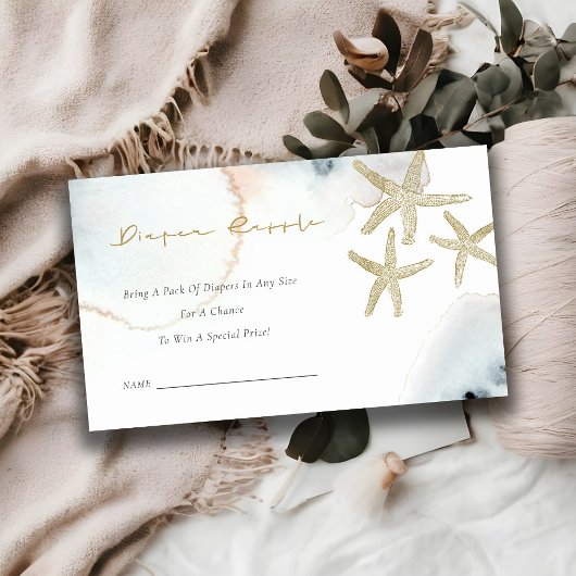 ゴールドダスキーブルースターフィッシュおむつくじベビーシャワー エンクロージャーカード