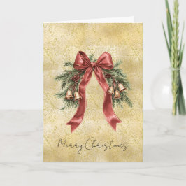 ゴールドダストスパークルコンフェッティ レッドリボン ベル クリスマス カード