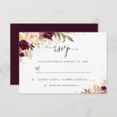 ゴールドダスト バーガンディ フラワル 出欠カード (正面/裏面)