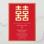 ゴールドダブルラック中華婚礼箔招待状 箔招待状 (正面)