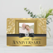 ゴールドダマスクの弓の写真 50周年結婚記念日 4 招待状 (スタンド正面)