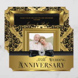 ゴールドダマスクボウ フォト 50周年 結婚記念日 3 招待状