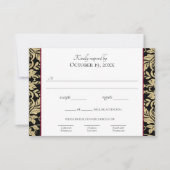 ゴールドダマスク シンプル エレガント 返信 ご招待 招待状 (正面)