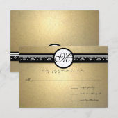 ゴールドダマスク スワール 結婚式招待状 5x7 出欠カード (正面/裏面)