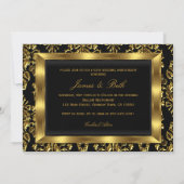 ゴールドダマスク＆リボン写真 50周年結婚記念日 招待状 (裏面)