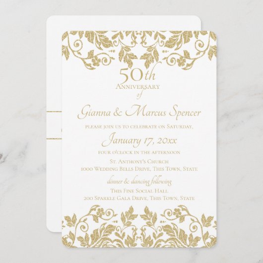 ゴールドダマスク 50周年記念 招待状 (正面/裏面)
