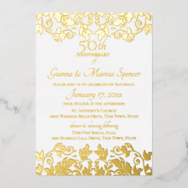 ゴールドダマスク 50周年記念 箔招待状