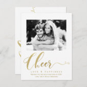 ゴールドチアホリデー新年の写真招待 インビテーションポストカード (正面/裏面)