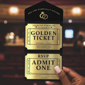 ゴールドチケット ブラック&ゴールド ウェディング オールインワン招待状