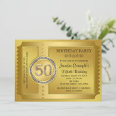 ゴールドチケット 50歳の誕生日パーティー 招待状 (スタンド正面)