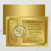 ゴールドチケット 50歳の誕生日パーティー 招待状 (正面/裏面)