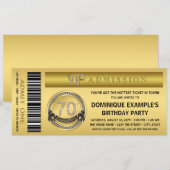 ゴールドチケットVIP 70歳誕生日パーティー 招待状 (正面/裏面)