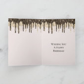 ゴールドチョコレートアイスクリームグリッター垂れ Birthday カード (内部)